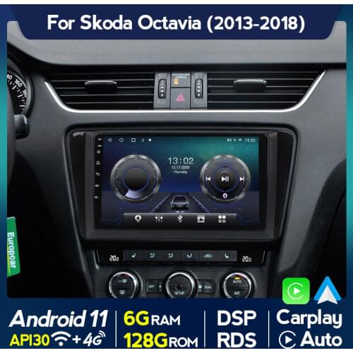 DSP RDS Android 11 Car Radio For SKODA Octavia A7 2013-2018 Multimedia Video Player Navigation GPS Free Map Carplay Auto Wifi FM