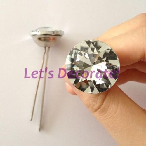 Free shipping 50PCS/LOT 25MM Diamond Crystal Glass Forks / Decoration Tacks / Upholstery Tacks / Glass Buttons / DIY Accessory