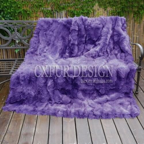 CX-D-123B Soft Home Decoration Fur Carpet Genuine Fox Fur Blanket Fur Area Rugs
