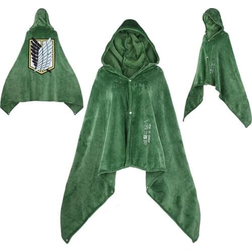 Attack on Titan Flannel Hoodie Cloak Shingeki No Kyojin Survey Corps Cloak Cape Cosplay Costume S-XL C50M169