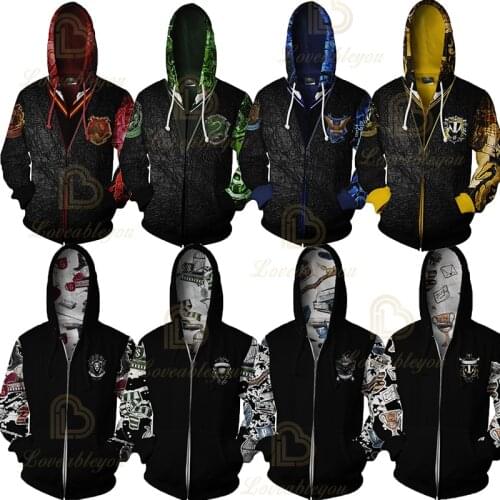 Snake & Lion Print Hoodies School Uniform Fashion Sweatshirt Couple Hoodies Magic College Quidditch Neckline Birthday Costume