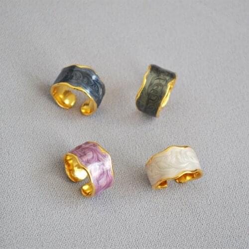 Korean Version Of Creative Color Ice Cream Handmade Enamel Glaze Irregular Modern Fashion Open Ring Female