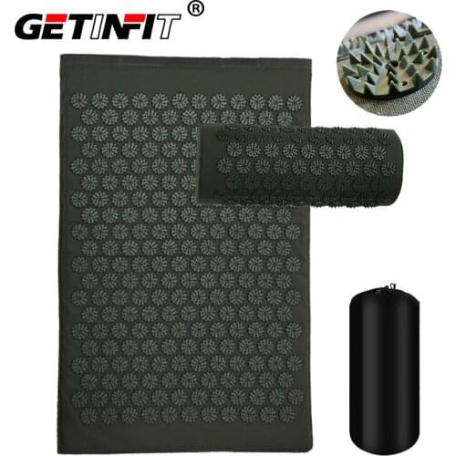 Getinfit New Acupressure Mat Yoga Massage Pad Back Relieve Stress Pain Body Acupuncture Mat Massage Pillow Cushion with Bag