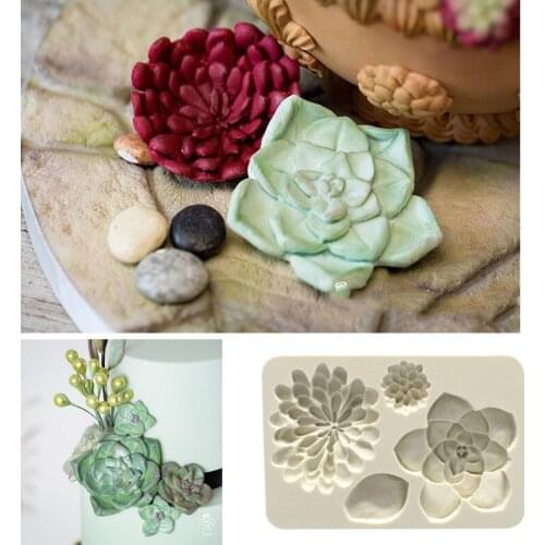 Round Flower Silicone Soap Mold Fleshy Silicone Mold Leaf Rose Flower Molds Chocolate Cake Clay Mould Cake Decorating Tools