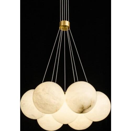 Marble chandelier all copper modern new Chinese style living room restaurant bar lighting hotel staircase chandelier