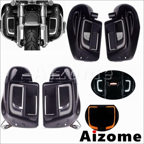 Motorcycle LED Grill Lower Vented Leg Fairing Cover For Harley Touring Trike Road King Limited Electra Street Glide FLRT 14-2020