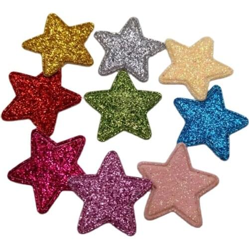 Sew on Mix Color Glitter felt patches for Clothes 2.5cm star shape 100pcs scrapbooking accessories