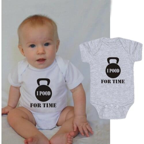 Newborn Baby Girls Boys Summer Cotton Clothes Cute Baby Short Sleeve Letter I Pood For Time Romper Outfits
