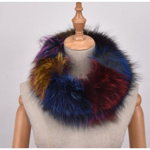 New Arrive Fur Accessory Winter Autumn Real Fox Fur Scarves Wraps Winter Women Knit multicolour Fox Fur Infinity Loop Scarf