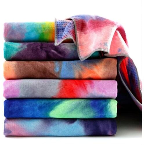 Tie-dye Printing Yoga Blanket Fine fiber+Resin Particles Yoga Mat Padded Towel with Mesh Bag