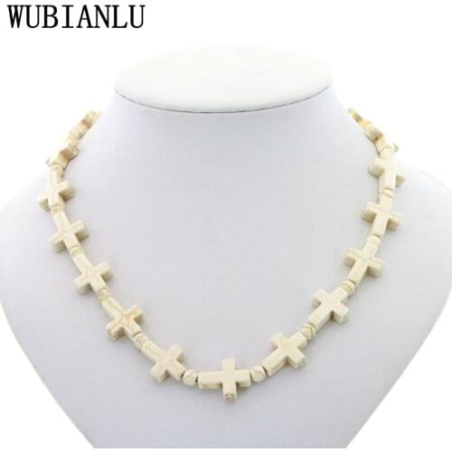 WUBIANLU Multiple Styles Natural Stone White Turquoises Beads Necklace Women In Chain Necklaces Jaspers Energy Jewelry Wholesale