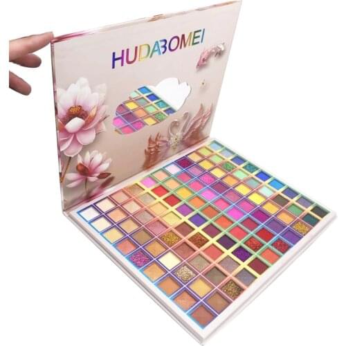 99 Colors Eyeshadow Palette Holographic Fluorescent Shiny Matte Glitter Pigment Eye Shadow Pallete Eye Makeup 8pcs Brush sombras