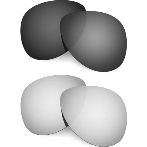 HKUCO For Plaintiff Sunglasses Polarized Replacement Lenses - Black&Silver 2 Pairs