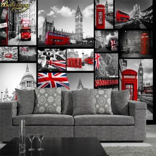 Beibehang Custom 3d mural wall Retro Red Bar KTV leisure personalized Wall paper British Art 3d photo wallpaper for living room