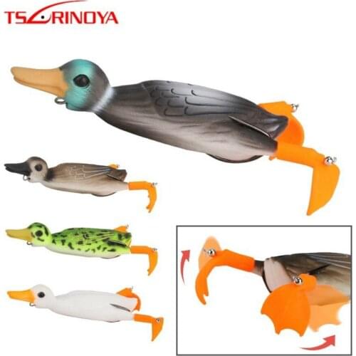 Tsurinoya LY22 Duck Whopper Plopper Frog Top Water Fishing Lure 18.5g 10cm 3D Eyes Simulation Floating Soft Bait Bass Snakehead
