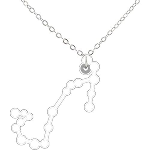 Simple Line Art Design Zodiac Outline Necklace New Arrival Libra Pisces Sagittarius Cancer Resin Statement Chain Men Jewelry