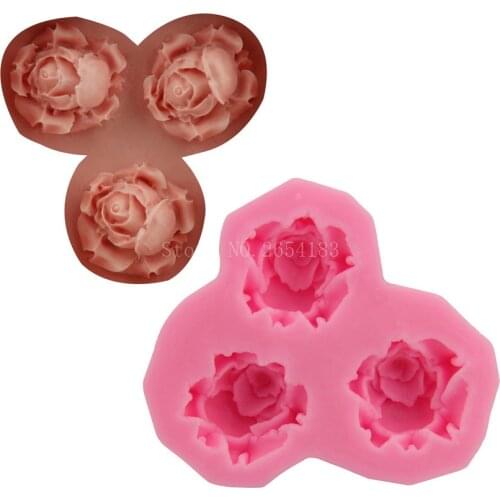 3hold 3D Flower Rose Valentine Cake Silicone Mold Fondant Cupcake Jelly Candy Chocolate Decoration Baking Tool Moulds FQ1779