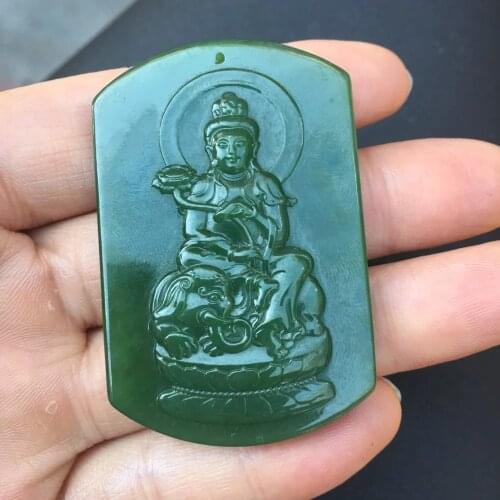 Xinjiang Hetian Yuqing Blue Jade Blue Fine! longevity lock pandant