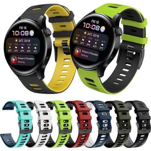 Sport Silicone Band for Huawei Watch3 46mm /3 Pro 48mm Dual Color Sport Wristband Bracelet Accessories Strap for Huawei Watch 3