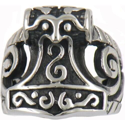 Fanssteel Stainless steel Jewelry thor Hammer Split Shank Ring FSR11W89