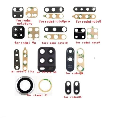 100PCS Back Camera Glass Lens Cover With Adhesive For Xiaomi Redmi 9C 9 8A 9A Note 9 9S 10 8 Pro 8T Note 10 Pro Lite Mi 9T Mi 11