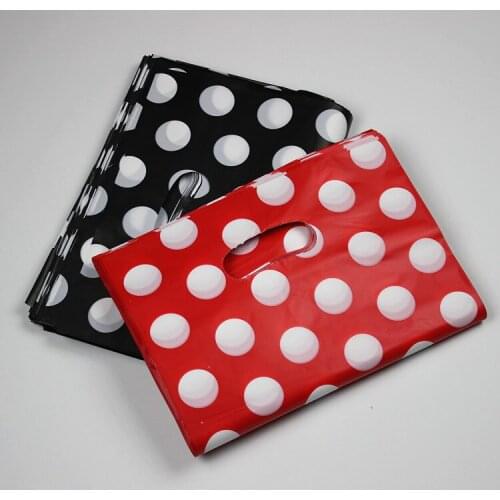 Red color or black color clothes bags,Circular design plastic bag 100pcs/lot 30X40cm Fit clothes or gift packing shopping bags