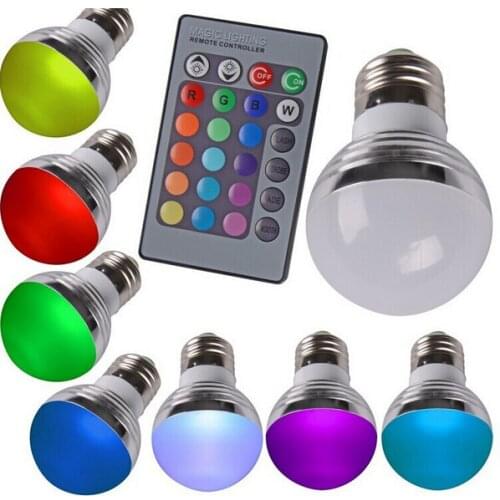 E27 E14 GU10 B22 LED 16 Color Changing RGB rgbw Light Bulb Lamp 85-265V RGB Led Light Spotlight + IR Remote Control