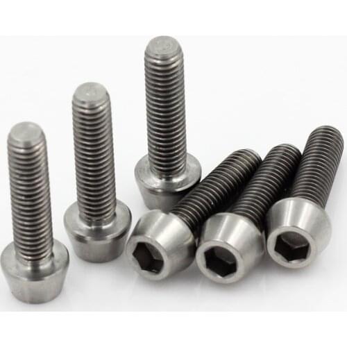 Titanium Ti Bolt Screw M5x20mm Taper Head Conical Head for Bicycle Stem 6pcs/lot