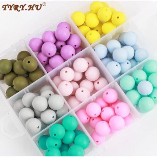 TYRY.HU 10PCS Sillicone Beads 15mm Baby Teething Pendant Accessories Food Grade Silicone BPA FREE Silicon Teethers