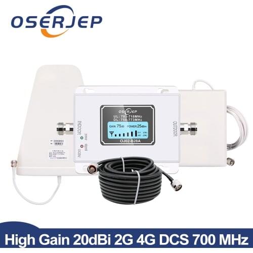 B28A 700mhz LCD Display Powerful Cell Phone Signal Booster 70dB Gain 4G LTE 700 Signal Repeater Amplifier Internet