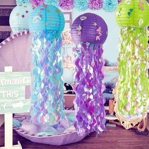 Mermaid Theme Party Decor DIY Jellyfish Paper Lantern Under the Sea Party Baby Shower Birthday Decorations Litte Mermaid Props