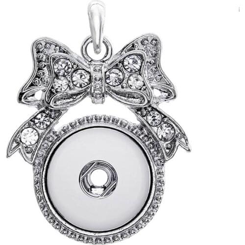 Bowknot Retro 222 Vintage Sweater Chain Ginger Snap Button Jewelry Pendant Necklace Charm jewelry For Women Fit 18mm Button