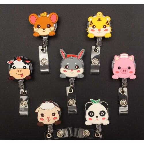 10 Color Cute Animal Style Retractable Badge Reel For Nurse & Doctor Card Holder Office & Hospital Supplies Boy & Girl Name Card