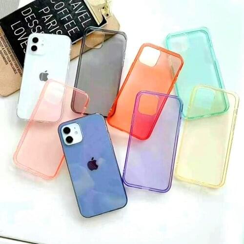 Colorful Bumper Shockproof Trasparent Phone Case For iPhone 12 Mini 11 Pro Max XR X XS Max 8 7 6S Plus SE 2020 Clear Back Cover