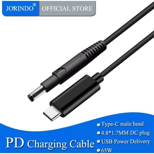 JORINDO 1.5M/4.9FT USB-C to DC notebook Power Charge Cable,Type-C male head to 4.8*1.7MM PD fast Charging line 20V 3.25A 65W