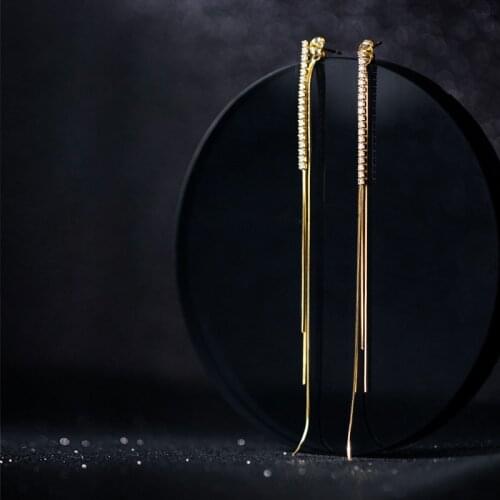 925 Sterling Silver Dangle Earrings for Women Long Snake Chains Zircon Korean Earings Aesthetic Statement Wedding Party Jewelry