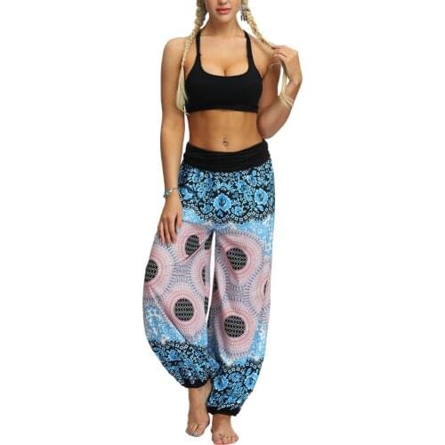 Woman pants Bohemian Summer Women Feather Print Hippy Baggy Loose Harem Pants Trousers woman pants женские штаны штаны женские