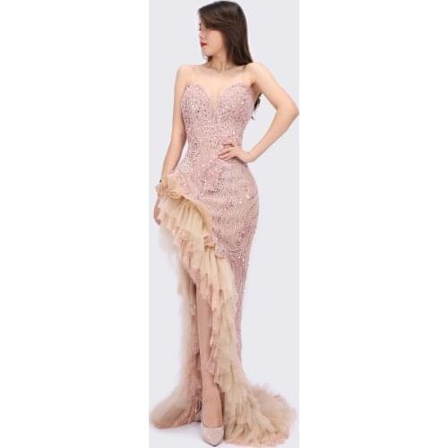 Luscious Delia Dubai 2021 Luxury Sparkly Strapless Beading Mermaid Evening Dress for Women Party