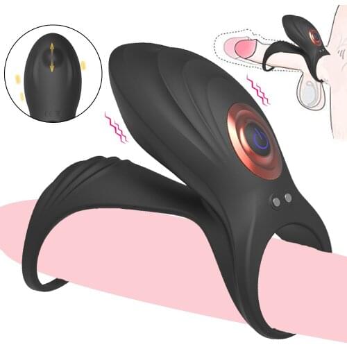 Couple Vibrator Clitoris Stimulator Vibrating Penis Ring Delay Ejaculation Long Lasting Erection Sex Toys For Men 10 Modes
