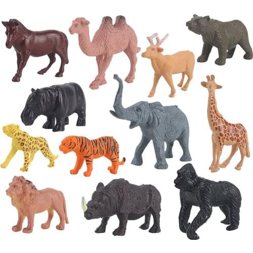 12PCS lifelike African wildlife animals action figures model Savannah animal Lions tigers elephants deer kids learning toys