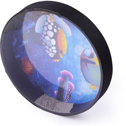 16 Inch Ocean Drum Wooden Handheld Sea Wave Drum Percussion Instrument Gentle Sea Sound Musical Toy Gift for Kids