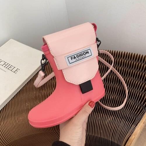 2021 Personalized Rain Boots Shape Women Shoulder Messenger Bags Cute Mini Pu Leather Rain Boots Shoulder Bag Mobile Phone Bag