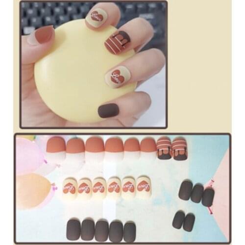 24pcs Gradients Wear Long Paragraph Fashion Manicure Patch False Nails Save Time Wearable Nail Patch MPwell