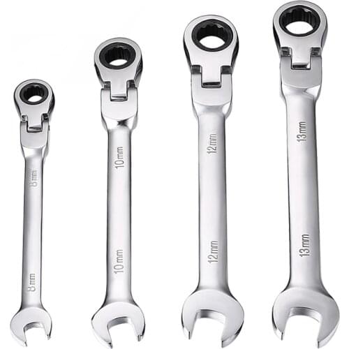4Pcs/set Fixed Head Ratcheting Combination Spanner Wrench Sets Hand Tools Ratchet Handle Wrenches 8/10/12/13mm