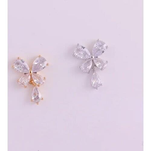 5pcs TN5151 Butterfly tassel Alloy Zircon Nail Art Crystal nail jewelry Rhinestone nails accessories supplies decorations charms