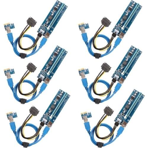 The 6 Pack PCI-E Riser for Bitcoin ETH Coin Ubit Mining Dedicated Graphics Card 1X to 16X 60cm USB 3.0 Extension Cable