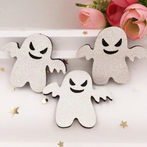 8Pcs Colorful Glitter Felt Fabric Ghost Spirit Sewing Patches Applique Christmas Decorations DIY Craft Supplies SE232