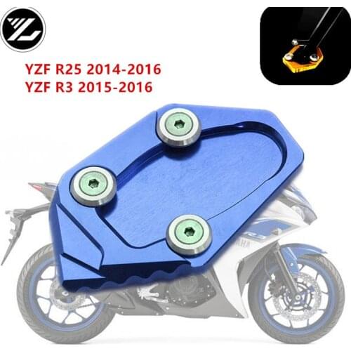 Motorcycle CNC Aluminum Foot Kickstand Extension Pad Plate Side Stand Enlarger For YAMAHA YZF R25 2014-2016 YZF R3 2015-2016