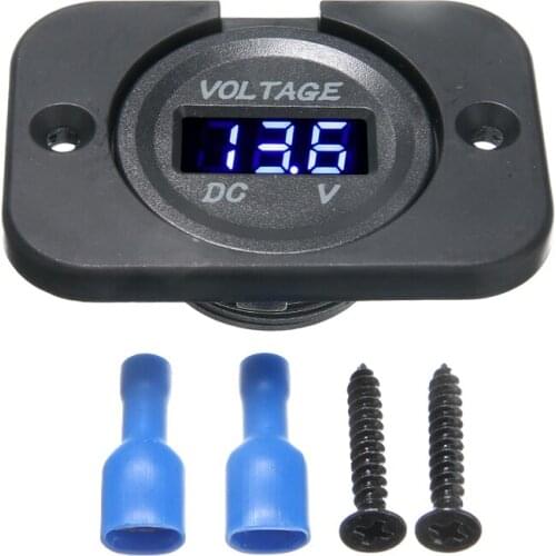 Car Motorcycle DC 12V-24V Blue LED Digital Voltmeter Panel Voltage Meter Display Electric Voltage Meter Volt Tester