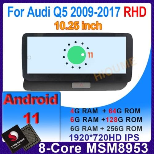 10.25" 8Core 4+64G Snapdragon Android 10 Car Radio Multimedia Player GPS Navigation for Audi Q5 RHD 2009-2017 Stereo CarPlay